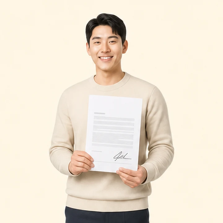 개인회생 기아 모닝 장기렌트 서면 견적서를 들고 있는 고객